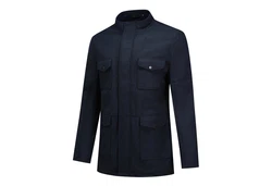 Allthemen Wollmantel mit mehreren Taschen Dunkelblau