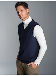 Trigema Pullunder Waffeloptik Dunkelblau/Blau