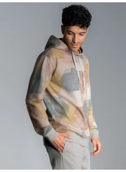 Trigema Sweatshirt Hoodie mit Allover-Print grau/melange