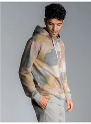 Trigema Sweatshirt Hoodie mit Allover-Print grau/melange
