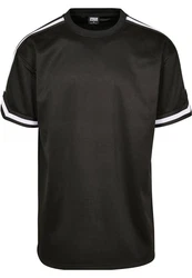 URBAN CLASSICS T-Shirt Oversized Stripes Mesh Tee Schwarz/Dunkelgrau/Dunkelgrün