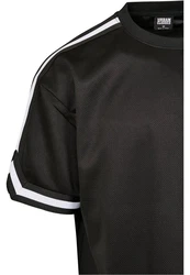 URBAN CLASSICS T-Shirt Oversized Stripes Mesh Tee Schwarz/Dunkelgrau/Dunkelgrün