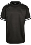 URBAN CLASSICS T-Shirt Oversized Stripes Mesh Tee Schwarz/Dunkelgrau/Dunkelgrün