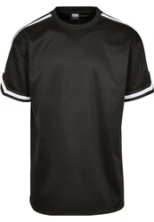 URBAN CLASSICS T-Shirt Oversized Stripes Mesh Tee Schwarz/Dunkelgrau/Dunkelgrün