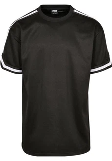 URBAN CLASSICS T-Shirt Oversized Stripes Mesh Tee Schwarz/Dunkelgrau/Dunkelgrün