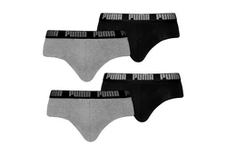 PUMA Slip 2er Pack Briefs mit elastischem Bund Grau/Lila/Dunkelgrau/Schwarz