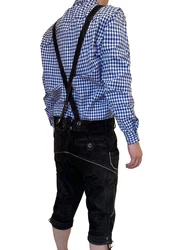 Dretaild Trachtenlederhose Premium Kneelength Herren Tracht Blau/Hellblau
