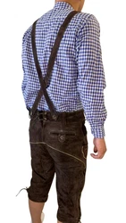 Dretaild Trachtenlederhose Premium Kneelength Herren Tracht Dunkelrot/Braun/Dunkelbraun/Blau/Lila