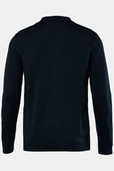 Boston Park Rundhalspullover Strick-Poloshirt Langarm Dunkelblau/Schwarz/Rot