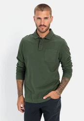 camel active Langarm Poloshirt Dunkelgrün/Grün