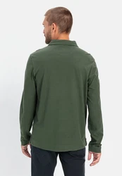 camel active Langarm Poloshirt Dunkelgrün/Grün