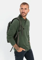 camel active Langarm Poloshirt Dunkelgrün/Grün