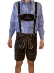 Dretaild Trachtenlederhose Herren Tracht Kurz mit Hosenträgern Dunkelbraun/Dunkelrot/Braun/Lila