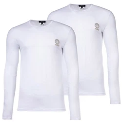 Versace T-Shirt Herren Langarmshirt TOPEKA Weiß/Dunkelblau