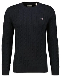 Gant Strickpullover COTTON CABLE C-NECK Schwarz/Blau/Dunkelblau/Dunkelgrau