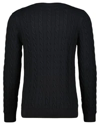 Gant Strickpullover COTTON CABLE C-NECK Schwarz/Blau/Dunkelblau/Dunkelgrau