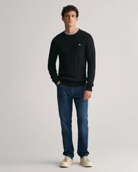 Gant Strickpullover COTTON CABLE C-NECK Schwarz/Blau/Dunkelblau/Dunkelgrau