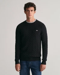 Gant Strickpullover COTTON CABLE C-NECK Schwarz/Blau/Dunkelblau/Dunkelgrau