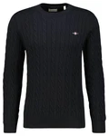 Gant Strickpullover COTTON CABLE C-NECK Schwarz/Blau/Dunkelblau/Dunkelgrau