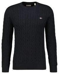 Gant Strickpullover COTTON CABLE C-NECK Schwarz/Blau/Dunkelblau/Dunkelgrau