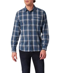 Pioneer Authentic Jeans Langarmhemd mit Brusttasche Dunkelblau/Hellblau/Blau