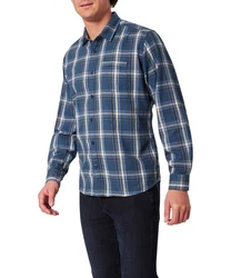 Pioneer Authentic Jeans Langarmhemd mit Brusttasche Dunkelblau/Hellblau/Blau