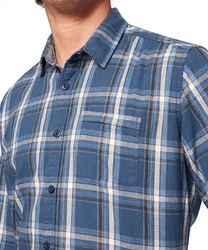 Pioneer Authentic Jeans Langarmhemd mit Brusttasche Dunkelblau/Hellblau/Blau