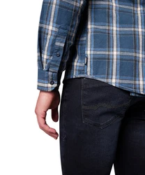 Pioneer Authentic Jeans Langarmhemd mit Brusttasche Dunkelblau/Hellblau/Blau