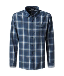Pioneer Authentic Jeans Langarmhemd mit Brusttasche Dunkelblau/Hellblau/Blau