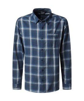 Pioneer Authentic Jeans Langarmhemd mit Brusttasche Dunkelblau/Hellblau/Blau