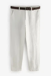 Next Chinohose mit Gürtel Khaki/Grau/Hellgrau