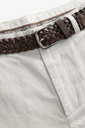 Next Chinohose mit Gürtel Khaki/Grau/Hellgrau