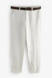 Next Chinohose mit Gürtel Khaki/Grau/Hellgrau