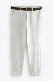 Chinohose Chinohose mit Grtel aus Leinenmischfaser (1-tlg)