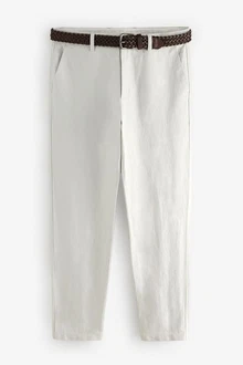 Next Chinohose mit Gürtel Khaki/Grau/Hellgrau