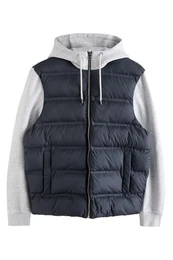 Steppjacke Strukturierte Pufferjackemit Jerseyrmeln (1-St)
