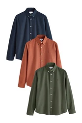 Next Langarmhemd Oxfordhemd Dunkelgrün/Orange/Hellblau/Mischfarben