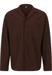 DEF Langarmhemd Cali Shirt Braun/Dunkelbraun/Dunkelrot