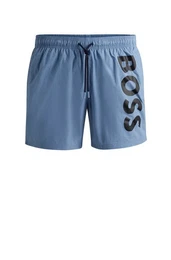Badeshorts Octopus mit kontrastfarbenem Logo-Schriftzug auf dem Bein