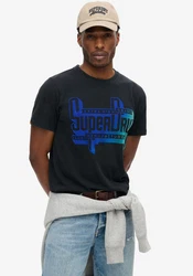 Superdry Rundhalsshirt FLOCKED FADE GRAPHIC T SHIRT 