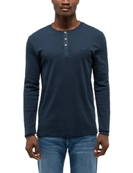MUSTANG Langarmshirt Style Arminto Dunkelblau/Blau/Hellblau