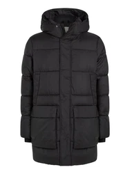 Calvin Klein Kurzmantel Long Hooded Quilt Puffer MW Schwarz/Dunkelgrau
