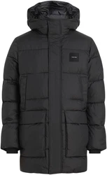 Calvin Klein Kurzmantel Long Hooded Quilt Puffer MW Schwarz/Dunkelgrau