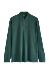 Next Langarm-Poloshirt Dunkelgrün/Grün/Türkis