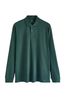 Next Langarm-Poloshirt Dunkelgrün/Grün/Türkis Next Langarm-Poloshirt Dunkelgrün/Grün/Türkis