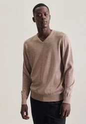 seidensticker Strickpullover V-Neck Beige/Braun/Khaki/Grau/Lila