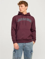 Jack & Jones Sweatshirt JJECALEB VARSITY HOOD NOOS Dunkelrot/Rosa/Lila