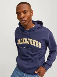 Jack & Jones Sweatshirt JJECALEB VARSITY HOOD NOOS Dunkelblau
