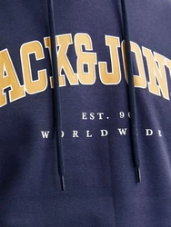 Jack & Jones Sweatshirt JJECALEB VARSITY HOOD NOOS Dunkelblau