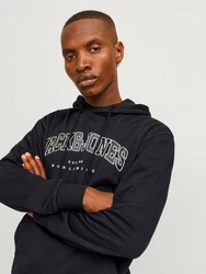 Jack & Jones Sweatshirt JJECALEB VARSITY HOOD NOOS Schwarz/Dunkelgrau
